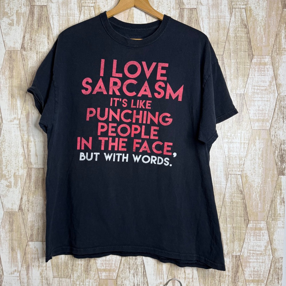 I Love Sarcasm Graphic T-Shirt Mens XL Black Funny Quote Tee